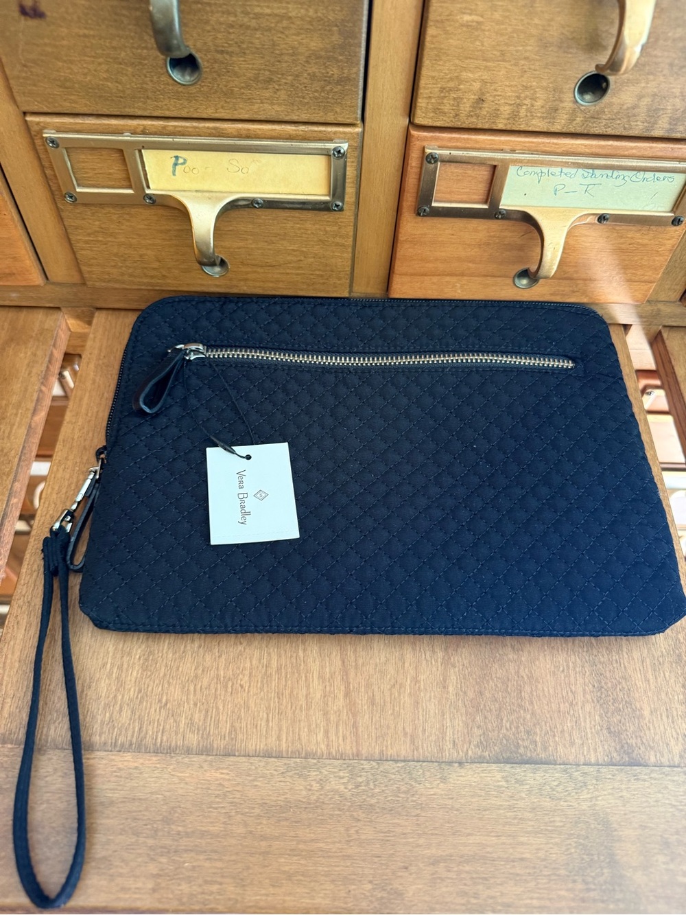 NWT Vera Bradley Iconic RFID Wristlet Tablet Sleeve Tech Organizer Classic Black